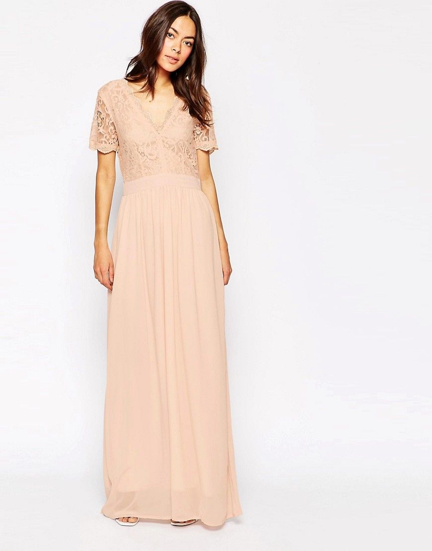 Club L Scallop Lace Plunge Maxi Dress at ASOS -   Scalloped Lace Dresses Collection