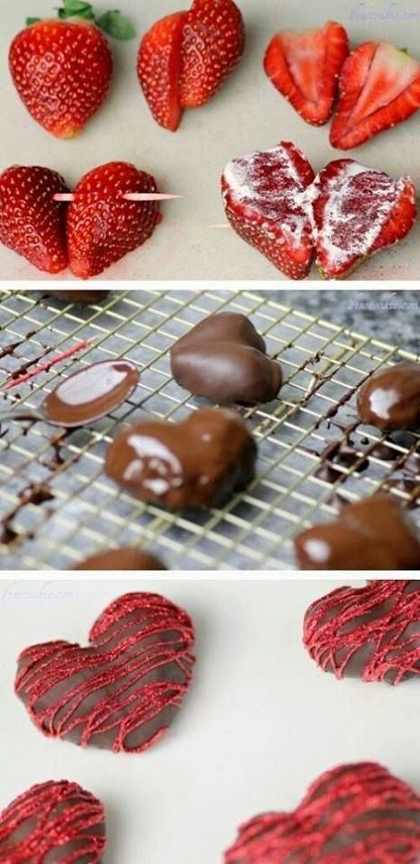 Chocolate Strawberry Hearts For Valentines Day. SO CUTE!! and yummy!