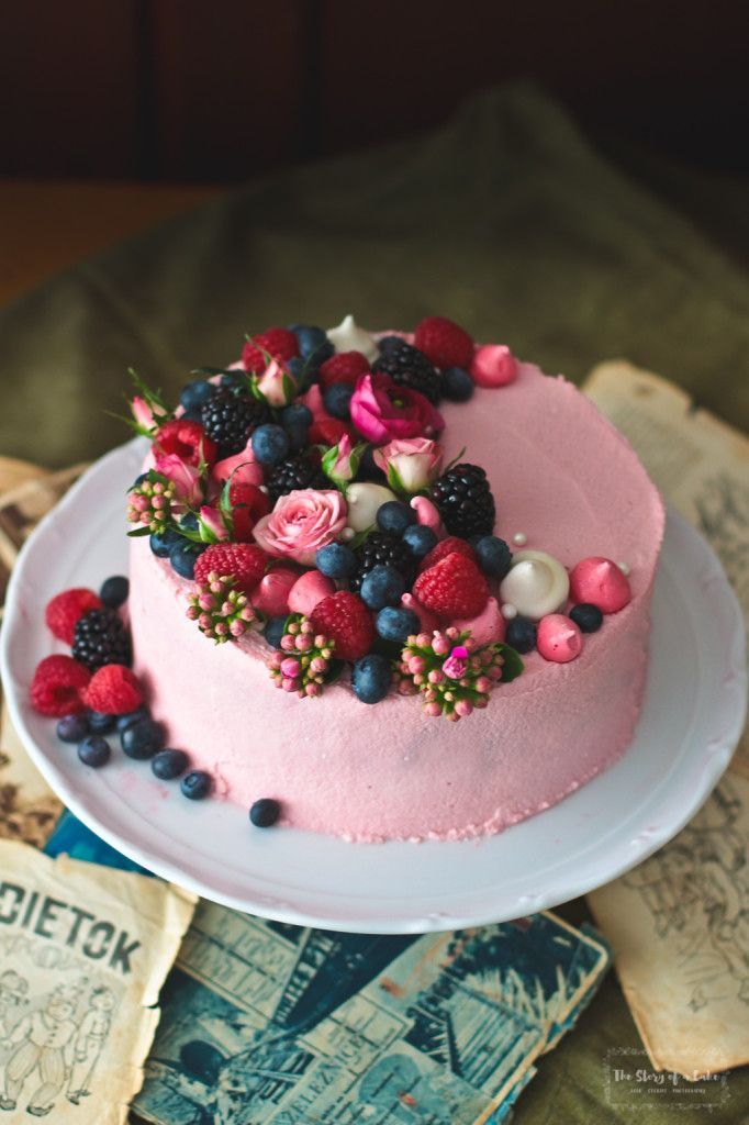 Chocolate vertical birthday cake with raspberry mascarpone frosting