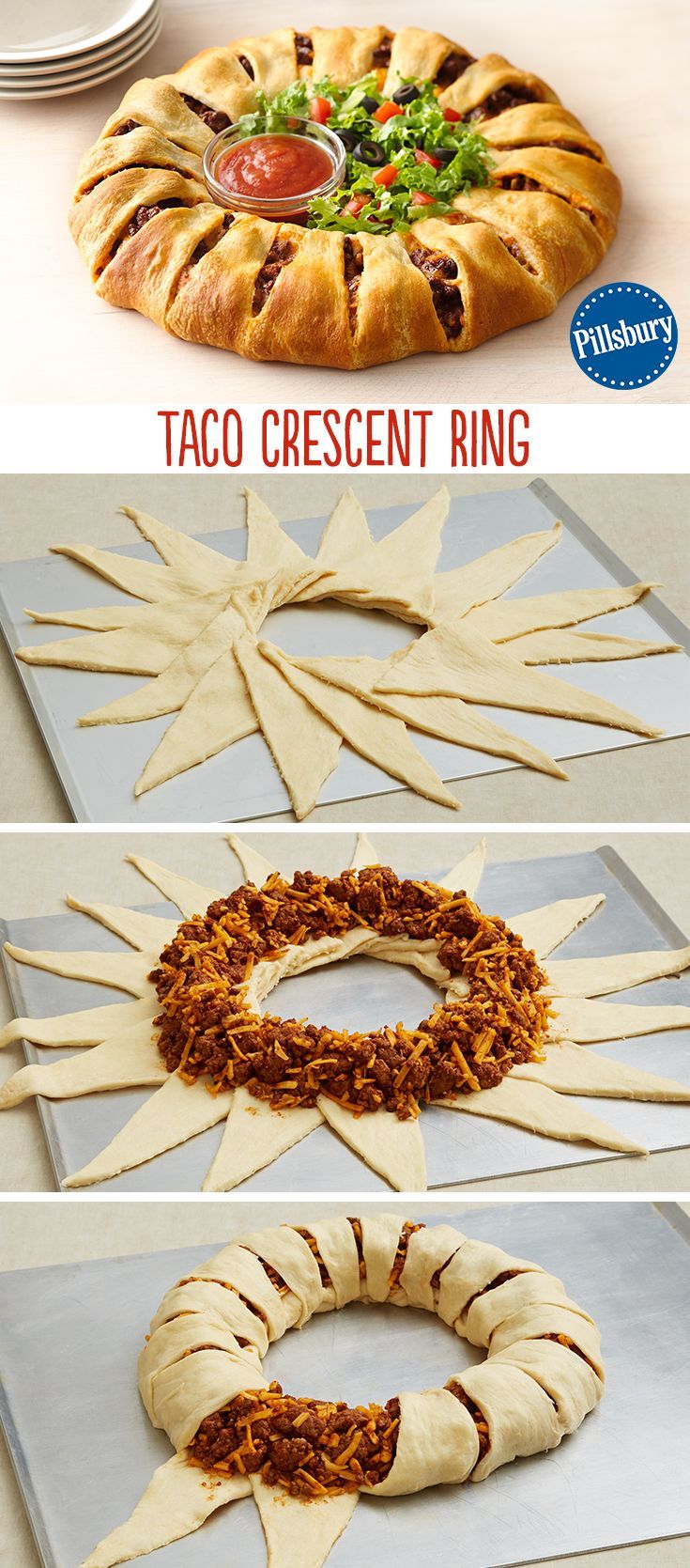 Create a new twist on a classic with this Taco Crescent Ring! Dress it with fresh