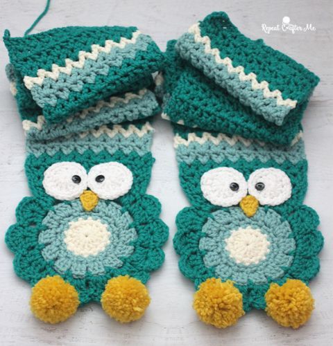 Crochet owl scarf free pattern