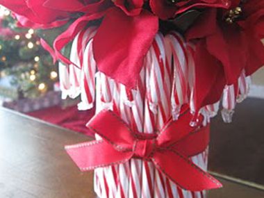 Craft a Candy Cane Vase -   Cute Christmas decoration ideas