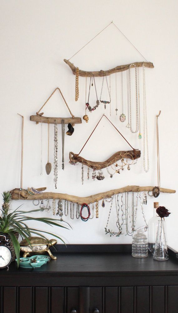 Driftwood Jewelry Display Wall Mounted Jewelry Organizer Necklace Hanger Jewelry H