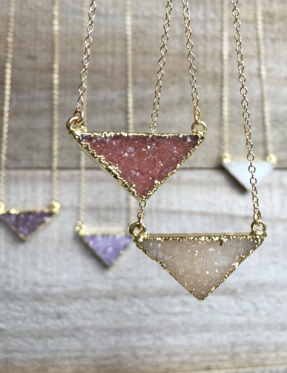 Druzy Necklace Druzy Triangle Necklace Gemstone by julianneblumlo