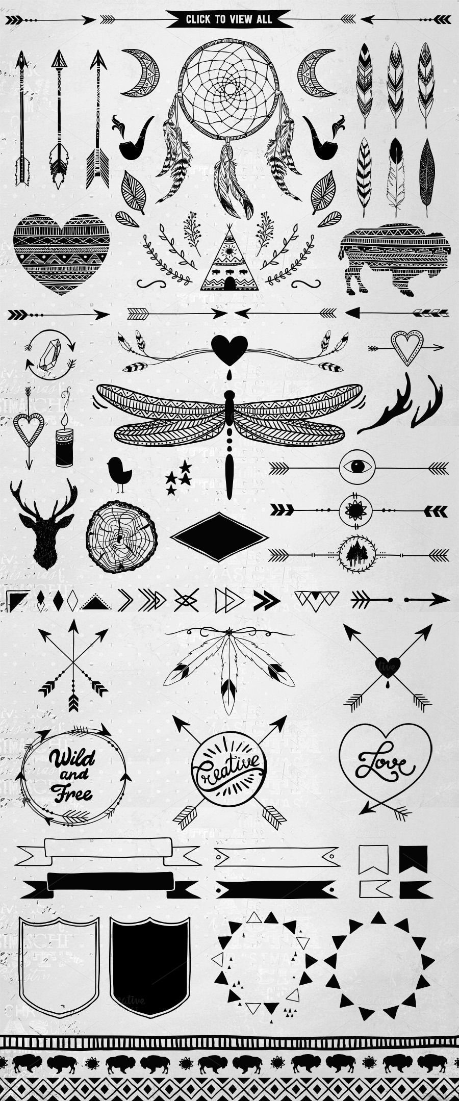 Hand drawn tribal design vector pack:   Hand drawn tribal design vector pack – Ill