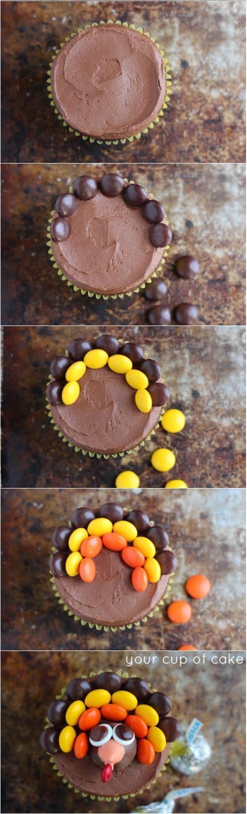 How to make Turkey Cupcakes using Reeses Pieces