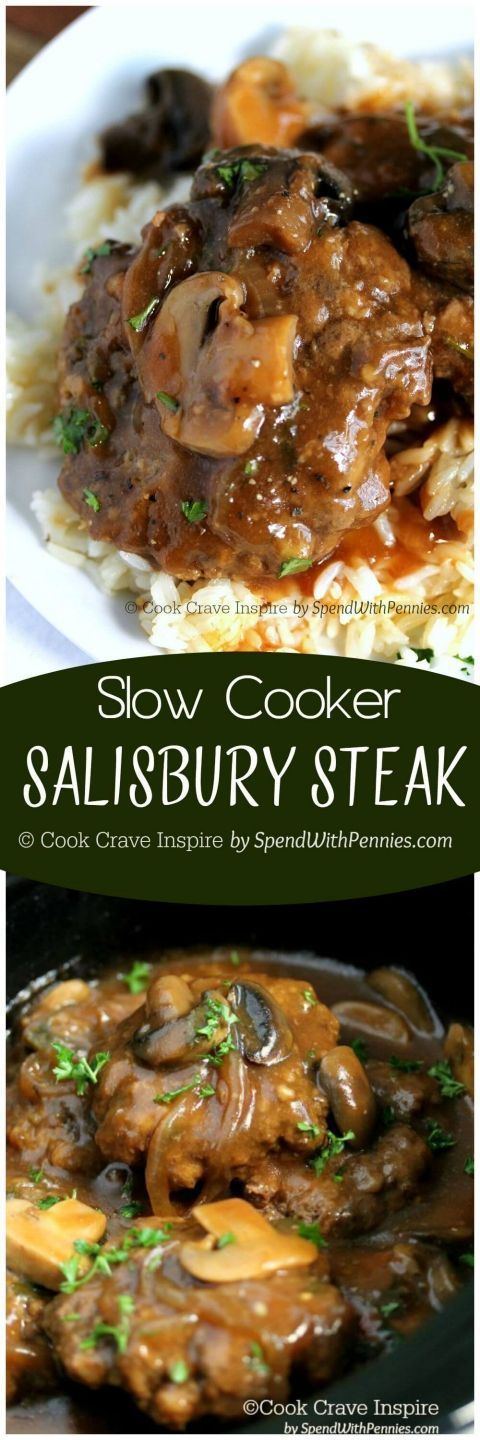 I love this recipe!! Slow Cooker Salisbury Steak! Perfectly tender beef patties si