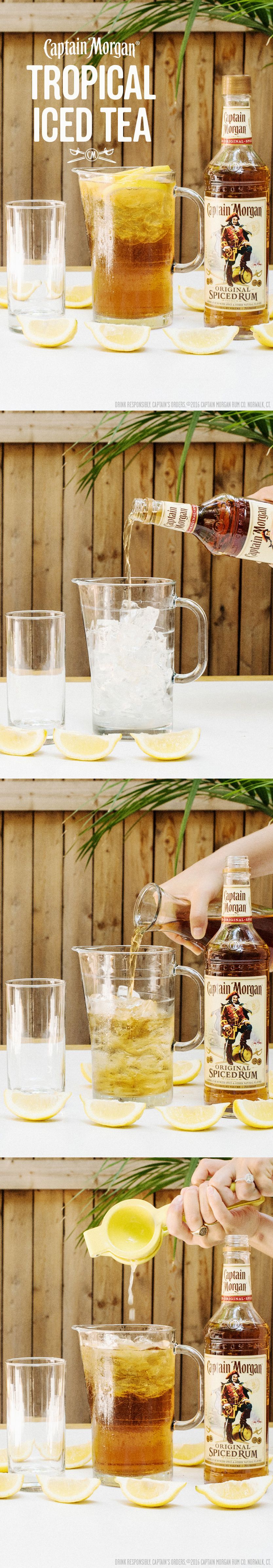 Impress your BBQ guests with this Tropical Iced Tea recipe: 1.5 oz Captain Morgan