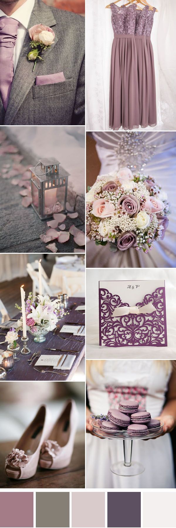 mauve and grey neutral wedding color ideas