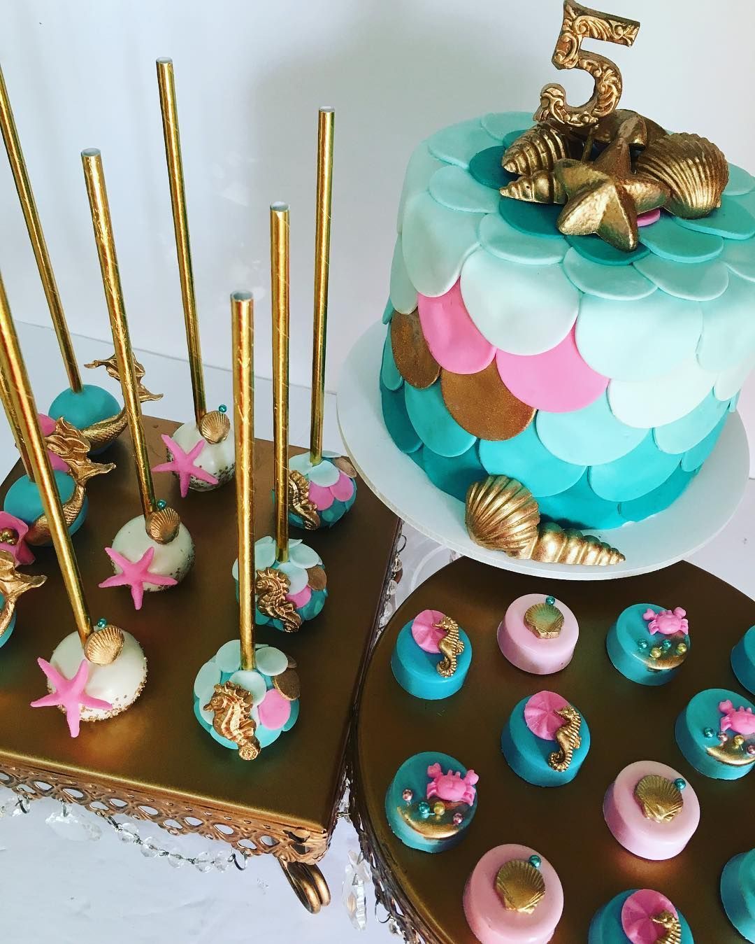 Mermaid cake birthday party and cake pop