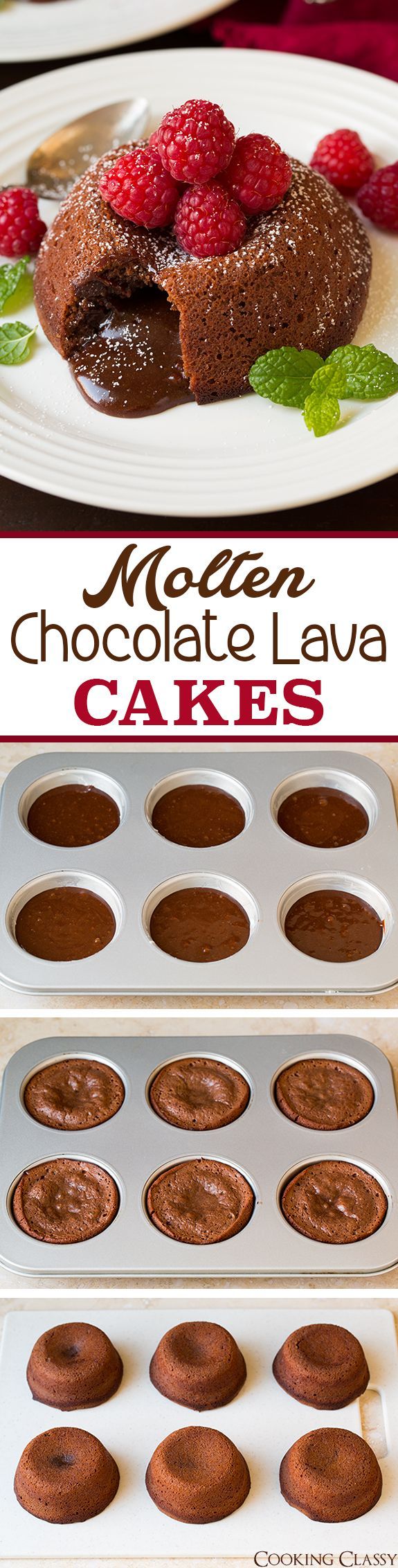 Molten Chocolate Lava Cakes – no mixer required and so easy to make! Deliciously d