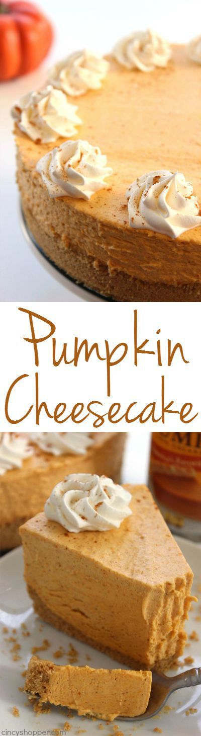 No Bake Pumpkin Cheesecake -Super easy fall and Holiday dessert. Pumpkin dessert t