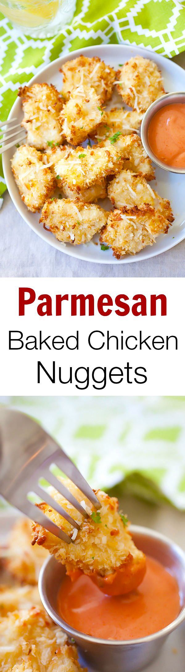 Parmesan Baked Chicken Nuggets – easy chicken nuggets with real chicken and no d