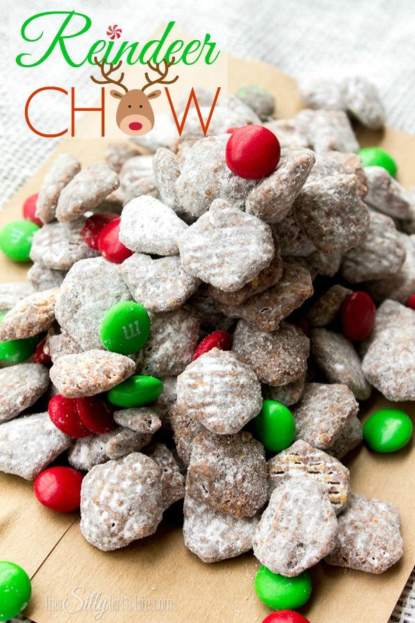 Reindeer Chow, commonly known as muddy buddies but with a fun holiday twist! Choco