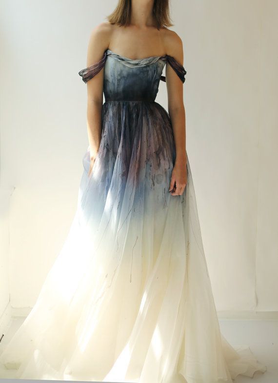 SALE hand-painted and dyed silk organza gown by Leanimal on Etsy