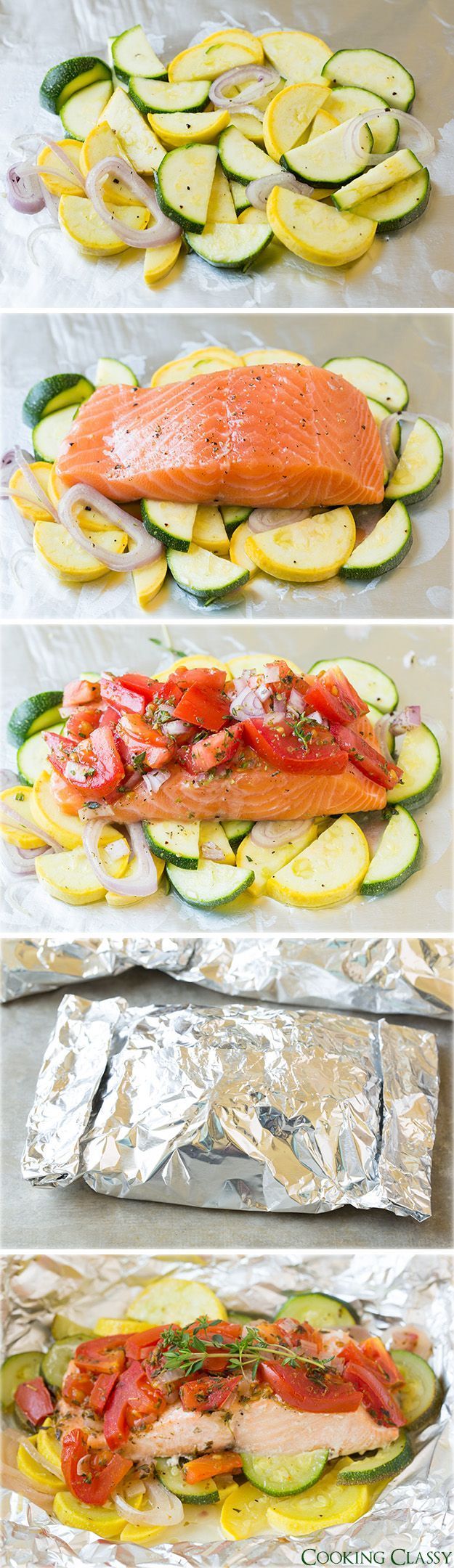 Salmon and Summer Veggies in Foil – so easy to make, perfectly flavorful and clean
