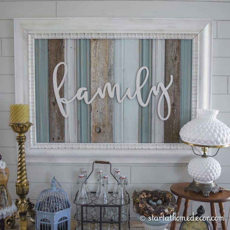 Start at Home Decors Reclaimed Wood Signs with Wood Word Cutouts.
