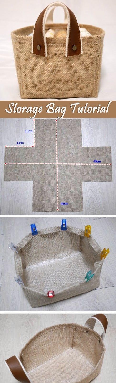 Storage Fabric Burlap Box Pattern and Tutorial. Bag Step by step photo tutorial.