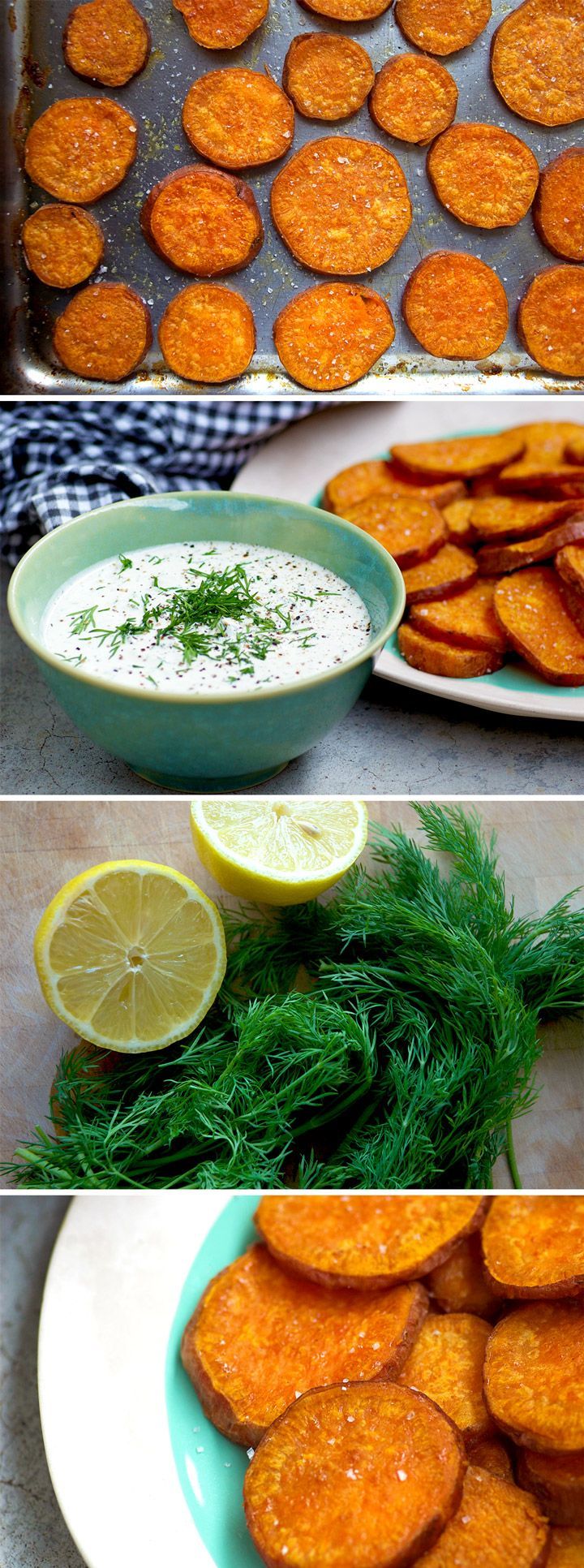 Sweet Potato Chips with a Creamy Lemon and Dill dip! A flavour pairing made in hea