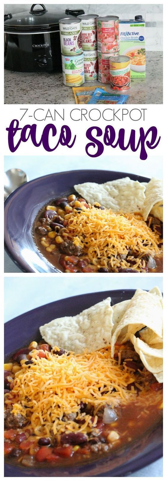 Taco Soup Recipe! 7-Can Crockpot Recipe for my family “dump” dinner! Dum