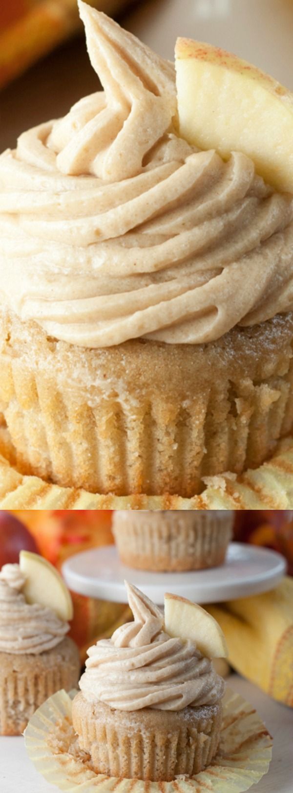 These Apple Cider Cupcakes with Brown Sugar Cinnamon Buttercream Frosting from Wis