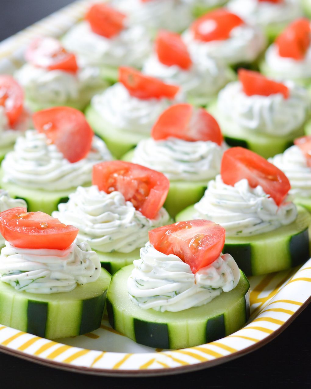 These fresh Dilly Cucumber Bites make a great healthy appetizer. Cucumber slices a