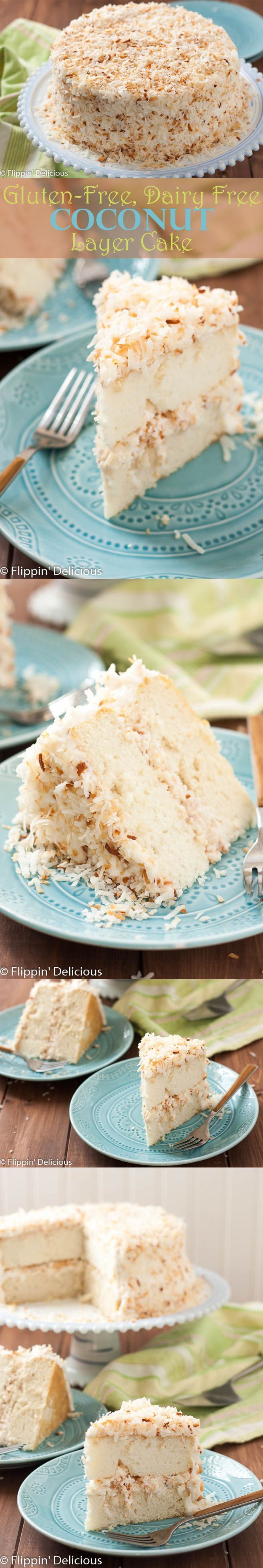 This Dairy Free Gluten Free Coconut Layer Cake is a stunning spring dessert. The t