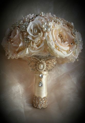 This is for a Custom made Vintage Inspired Jeweled Wedding Bouquet This bouquet is