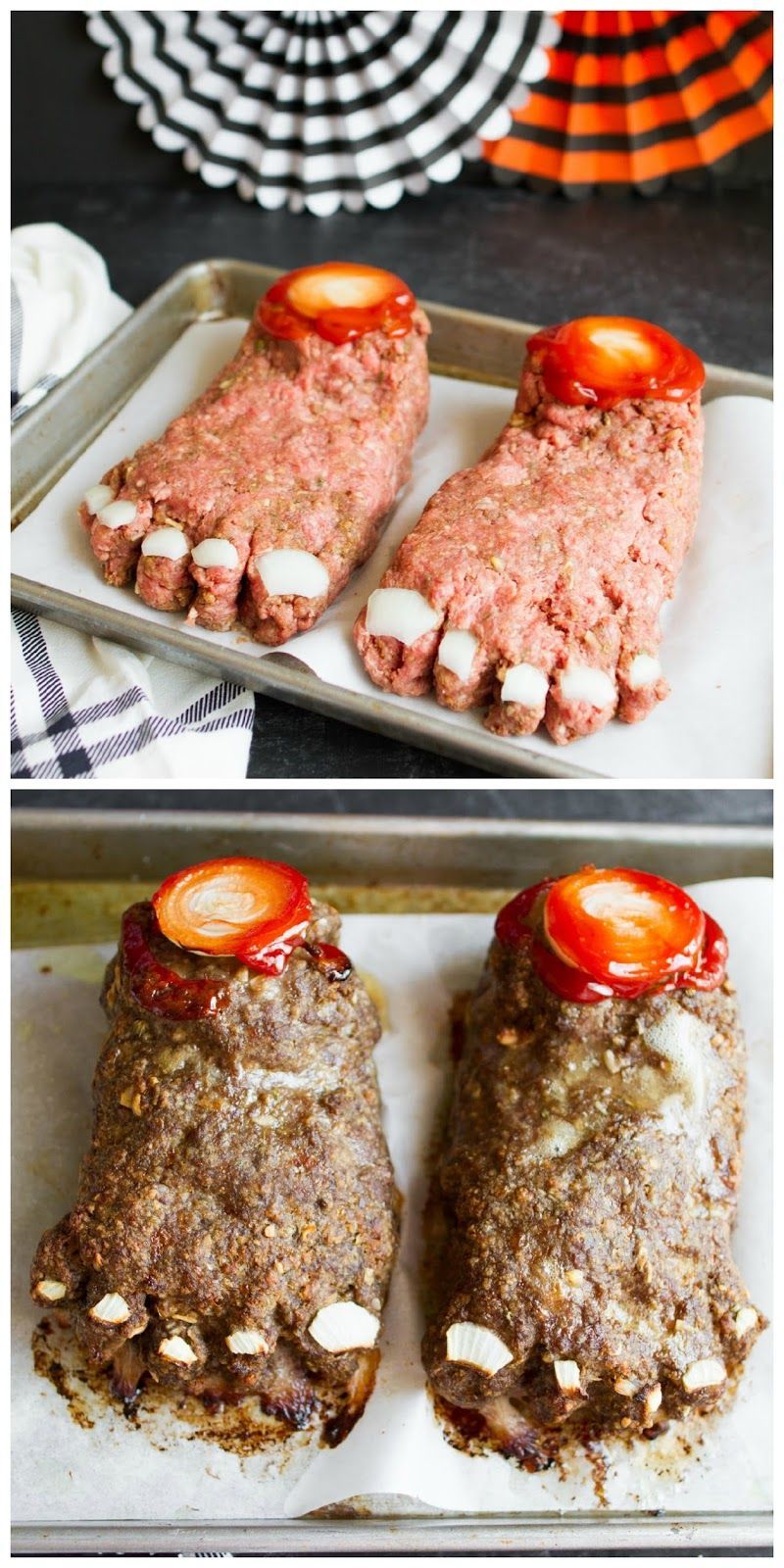 This is such a totally gross and completely cool way to serve meat loaf at Hallowe