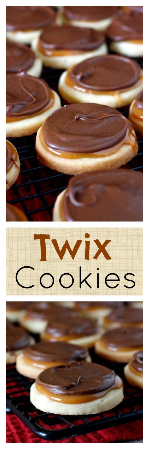 Twix Cookies – shortbread cookies topped with caramel and chocolate – they taste l