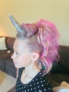 Unicorn or my little pony hair for crazy hair day.