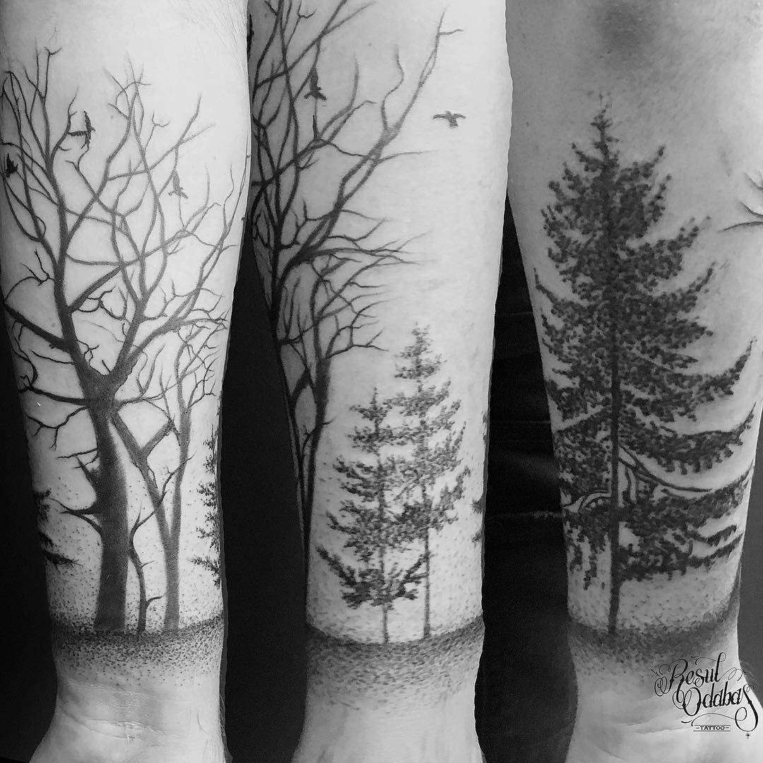 Various tree tattoos