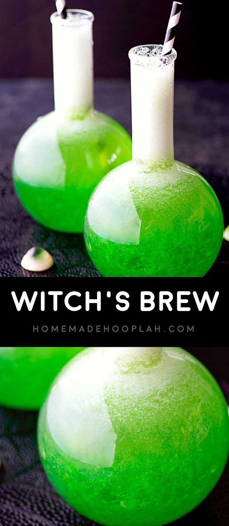 Witch’s Brew! Classic lime jello mixed with fruit, juice, vodka, and a dash of spr