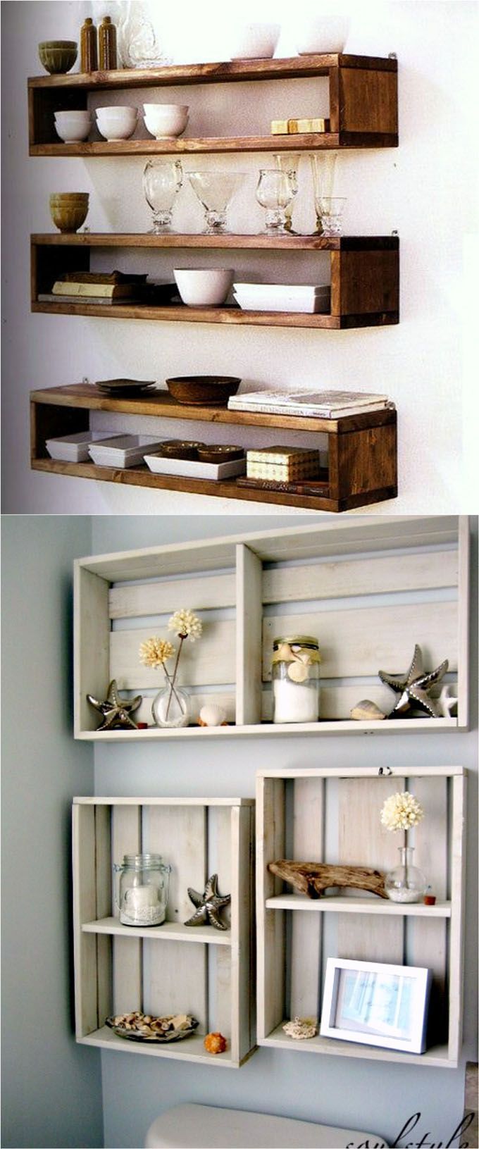 16 easy tutorials on building beautiful floating shelves and wall shelves! Check o