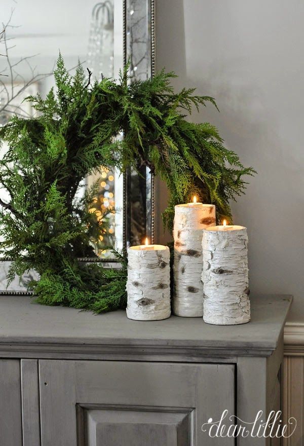 aa7059bade8485a480145e5a6af0ea28 After Christmas winter decor: place birch candles