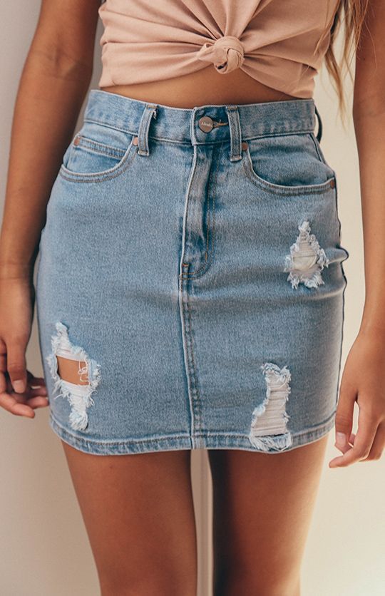 Afends Beat Chevy Denim Skirt – Stone Blue from Peppermayo.com