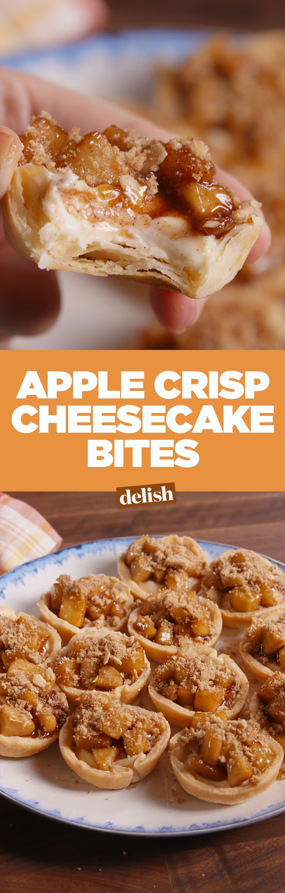 Apple crisp cheesecake bites won’t last long on your Thanksgiving dessert table. G