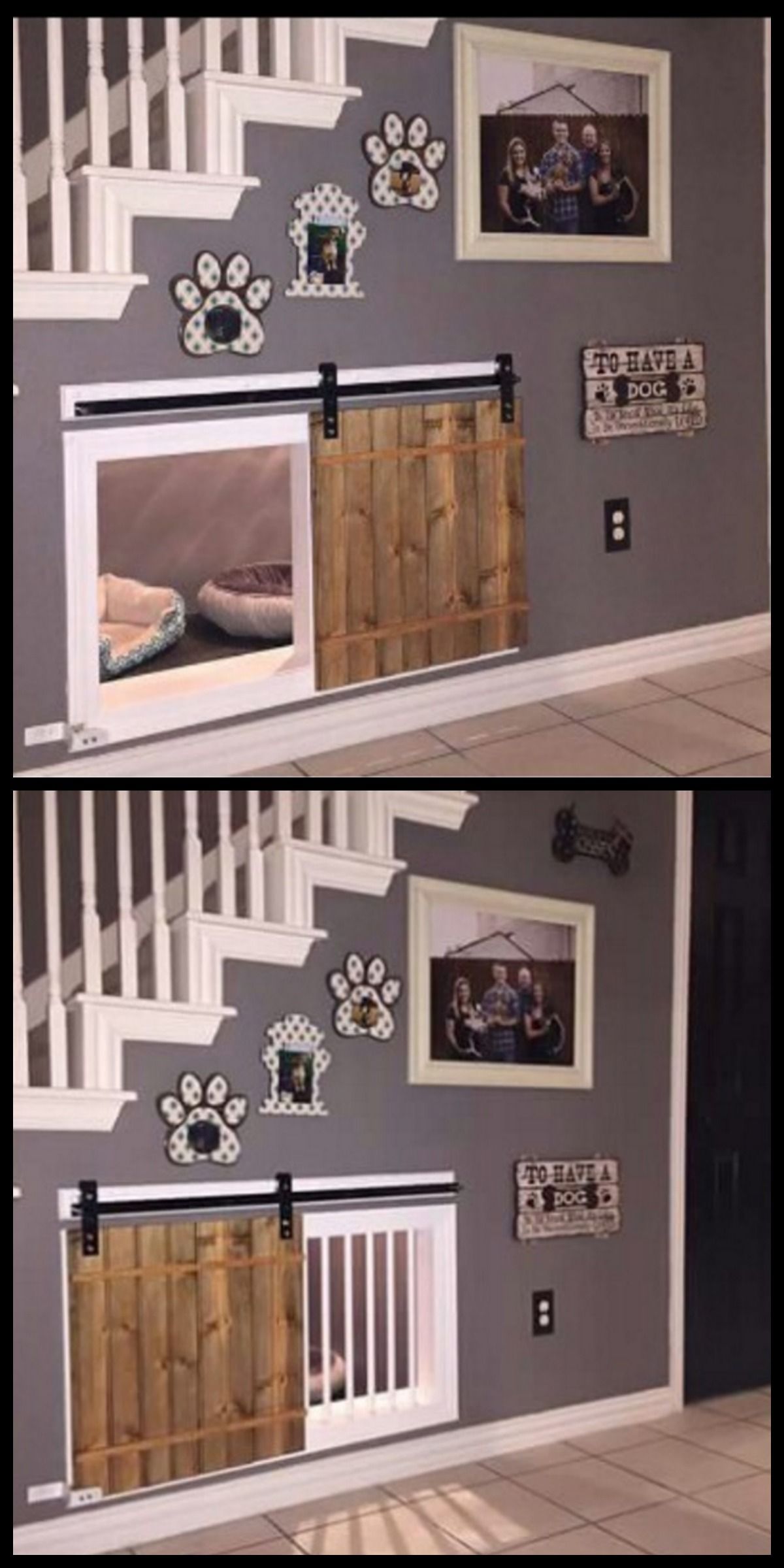 Awesome dog kennel under the stairs design idea. If you want an indoor dog house,