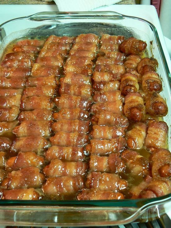 Bacon Wrapped Smokies with Brown Sugar and Butter. I guarantee if you make these,