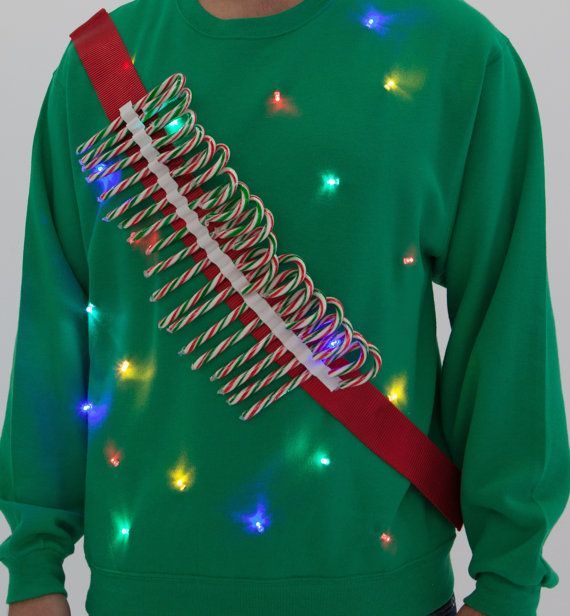 Candy Cane Ammo Light up Ugly Sweater  LED by SilverSpoonLifestyle