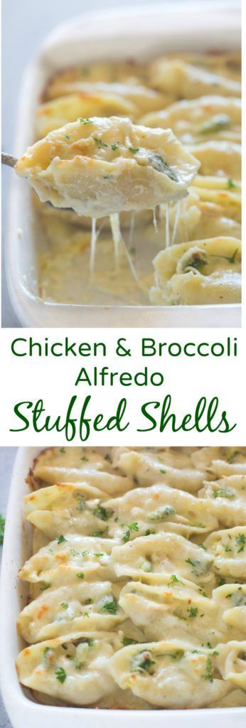 Chicken and Broccoli Alfredo Stuffed Shells include tender pasta shells…