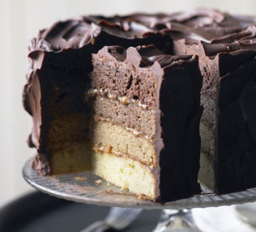 Chocolate & caramel layer cake.