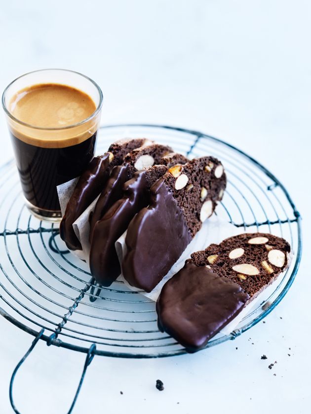 chocolate orange almond biscotti + coffee…