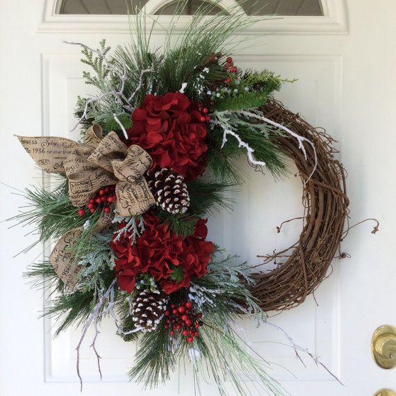 Christmas Wreath-Winter Wreath-Holiday Hydrangea by ReginasGarden