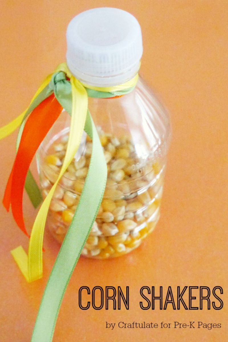 Corn Shakers Music Activity for Preschoolers. Great for a fall, harvest, or Thanks