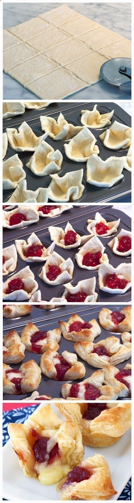 Cranberry brie bites, great Christmas Eve appetizer…maybe replace with raspberry