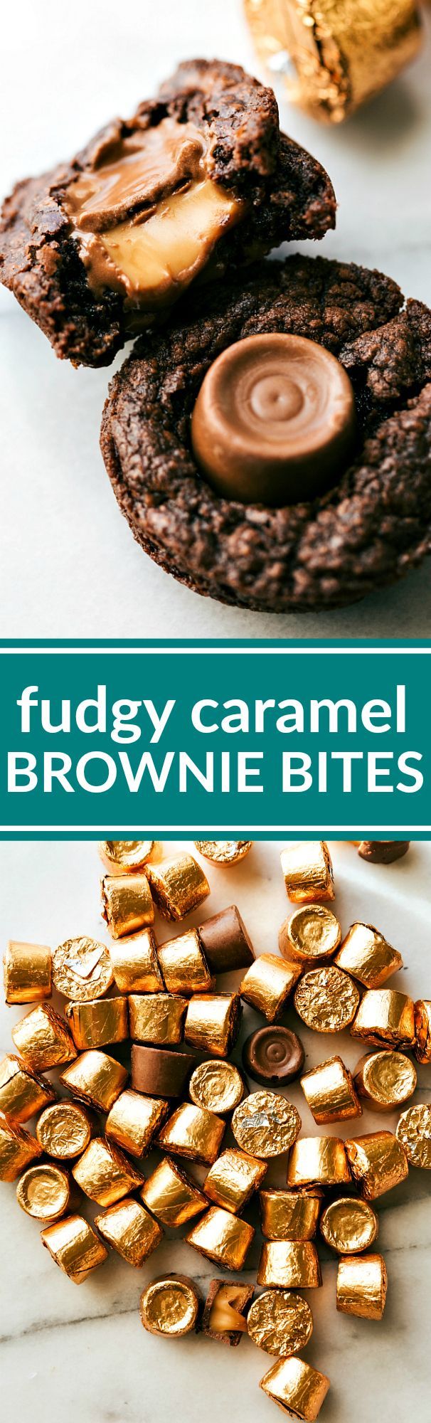 CREAM CHEESE BROWNIE CARAMEL BITES! An easy and ultra fudgy brownie base filled wi