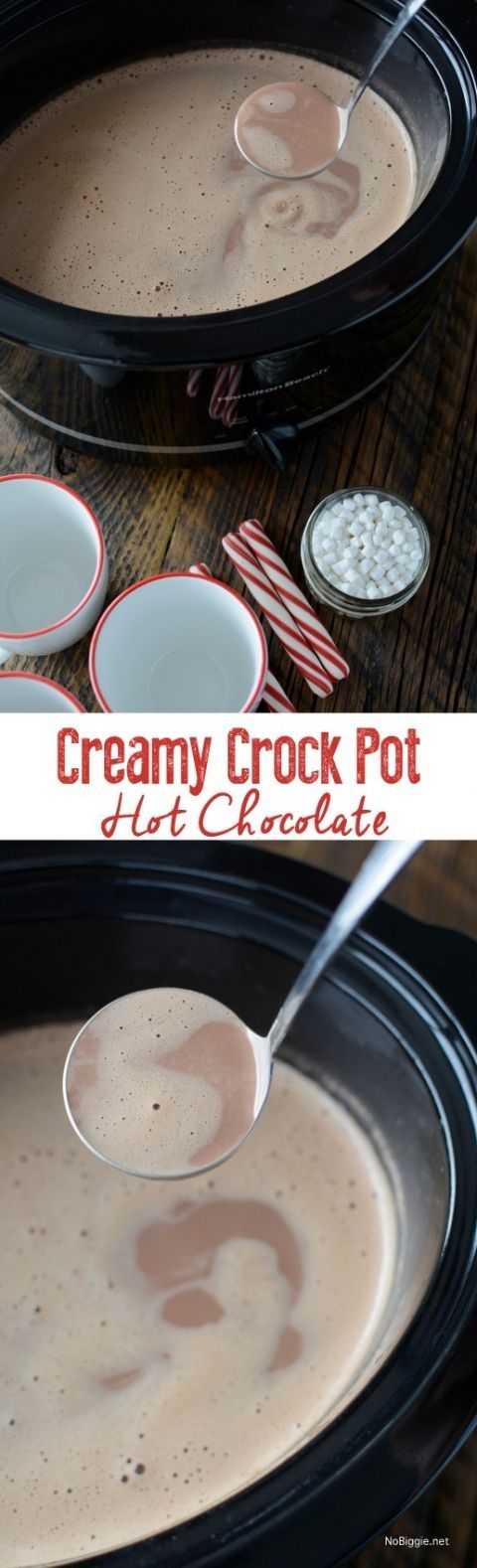Creamy Crockpot Hot Chocolate this recipe is so easy and it feeds a crowd | NoBigg