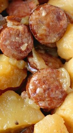 Crockpot Sausage & Potatoes slow cooker recipe.