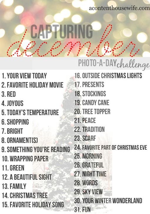 December Photo-a-Day Challenge. This is such a fun idea for the holiday season! I